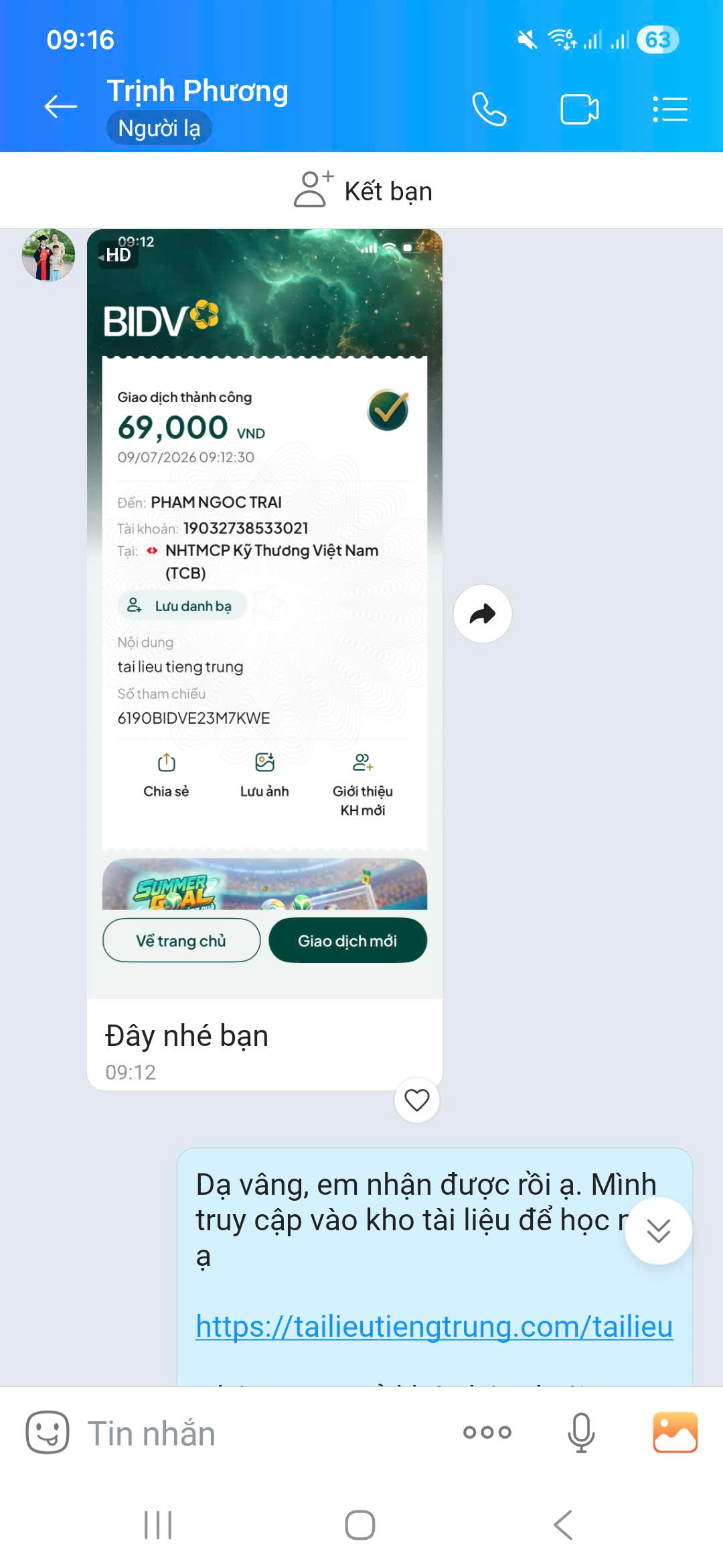 Giao dịch thành công